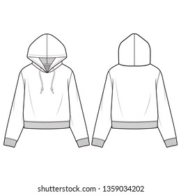 Hooded Sweatshirt Fashion Flat Sketch Template Stock Vector Royalty Free Shutterstock