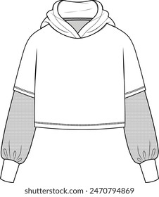 hooded sweatshirt with mesh sleeves