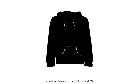 hooded sweatshirt sign, black isolated silhouette