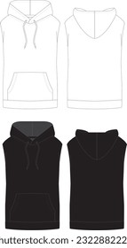 Hooded Tank Top Fashion Flat Template