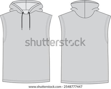 hooded tank top Vectorial, for technical design template 