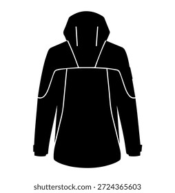 Parka técnica con capucha Vista posterior Silueta Vector impermeable