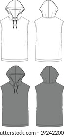 Hooded Vest Fashion Flat Templates