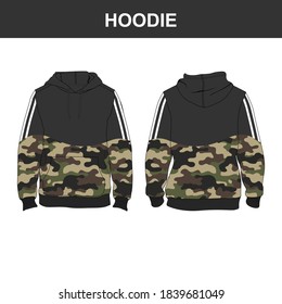 Hoodie Army and Line Type White Color Primary is Black, Military Design Template, Commercial Use