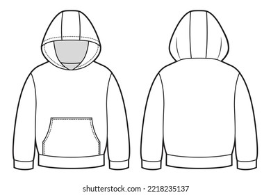 Hoodie for BABY flat sketch vector. Apparel template