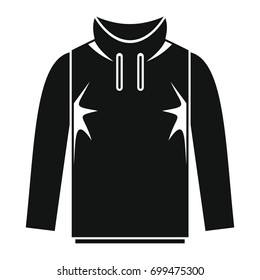 Hoodie in black simple silhouette style icons vector illustration for design and web isolated on white background. Hoodie vector object for labels and logo
