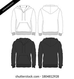 Hoodie Black and White Fashion Streetwear, Hoodie Mockup, Commercial Use