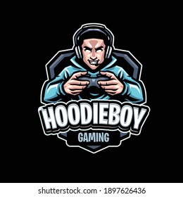 hoodie boy Gaming Mascot Logo Template