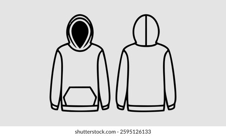 Hoodie design concept with Front and Back Views. mockup illustration Streetwear Hoodie Technical Fashion style for man and woman. hoodie design template