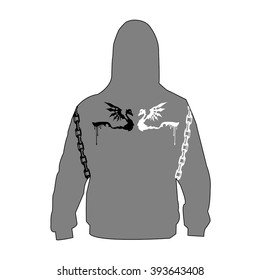 Hoodie with dragons and chains on the back.Design sweaters
