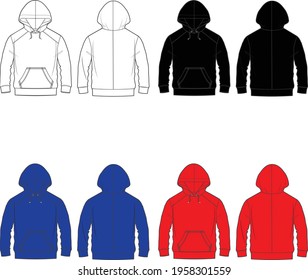 Hoodie Editable Fashion Flat Templates