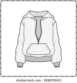 Hoodie editable vector flat sketch file mockup