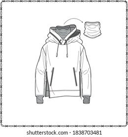 Hoodie editable vector flat sketch file mockup