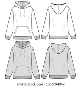 HOODIE fashion flat sketch template