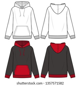 Hoodie Fashion Flat Sketch Template Stock Vector (Royalty Free ...