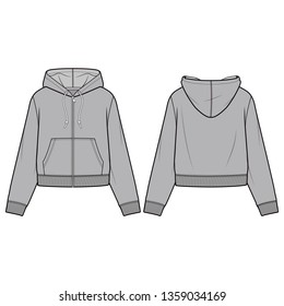 HOODIE fashion flat sketch template