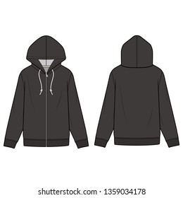 HOODIE fashion flat sketch template