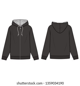 HOODIE fashion flat sketch template