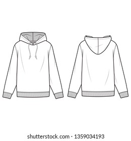 HOODIE fashion flat sketch template