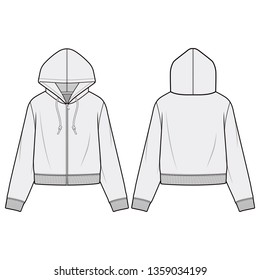 Hoodie Fashion Flat Sketch Template Stock Vector (Royalty Free) 1359034199