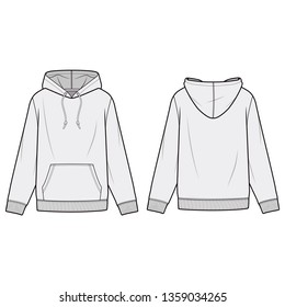 Hoodie Technical Drawing / zipup hoodie jaket fashion vector ...