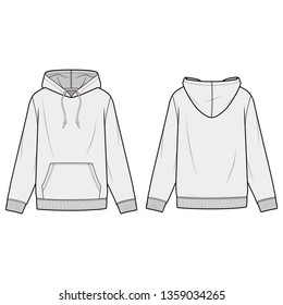 HOODIE fashion flat sketch template