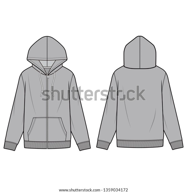 Hoodie Fashion Flat Sketch Template Stock Vector (Royalty Free ...