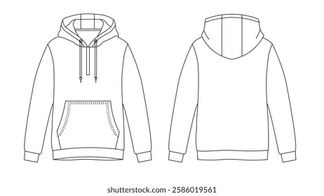 A Hoodie Fashion Technical Sketch