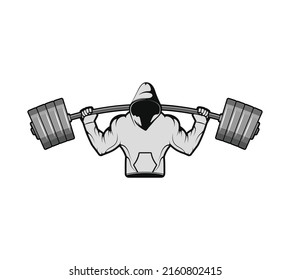 Hoodie Fitness Strength Gym Illustration Design, gym and fitness logo.