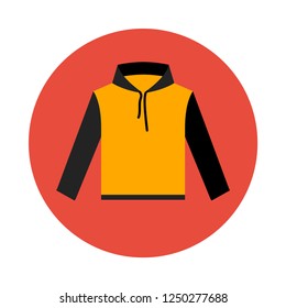 Hoodie flat icon. You can be used hoodie icon for several purposes like: websites, UI, UX, print templates, promotional materials, info-graphics, web and mobile phone apps.