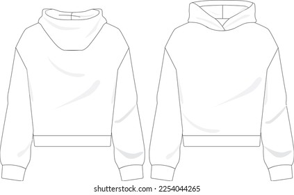 Hoodie flat sketch for techpack, design process etc