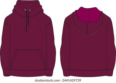 Hoodie, fleece fabric. 280 gsm, DTM drawcord, 2 eyelet, kangaroo pocket.