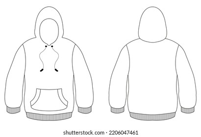 Hoodie Front and Back Design Vector