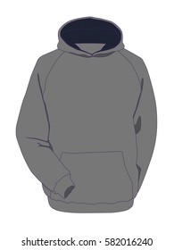 Hoodie grey realistic vector illustration isolated no background