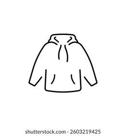 Hoodie with hood linear icon. Clothing line customizable illustration. Contour symbol. Vector isolated outline drawing. Editable stroke
