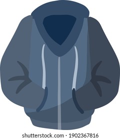 Hoodie with hood. Red Warm clothing. Sweatshirt with handles. Cartoon flat illustration isolated on white background