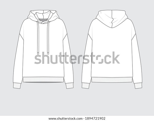 hoodie or hooded\
sweater, front and back, drawing flat sketches with vector\
illustration by\
sweettears