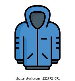 Hoodie, hoody, jacket icon in modern style for website mobile logo app UI design. simple vector icon. 