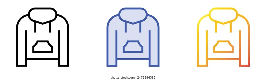 hoodie icon. Linear, Blue Fill and Gradient Style Design Isolated On White Background