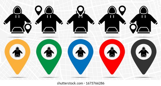 Hoodie icon in location set. Simple glyph, flat illustration element of autumn theme icons