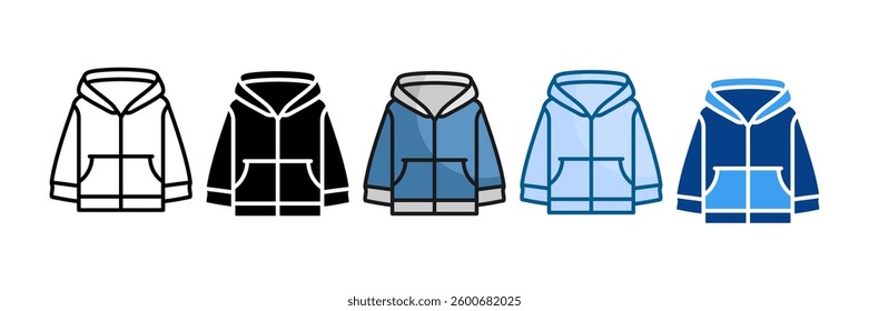 Hoodie Icon Set Multiple Style Collection