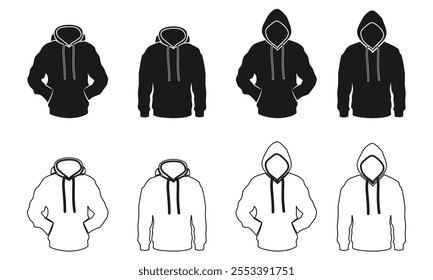 hoodie icon set vector illustration isolated on white background.