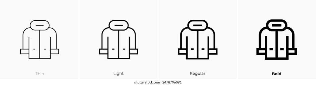 hoodie icon. Thin, Light Regular And Bold style design isolated on white background