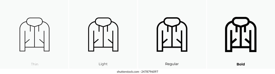 hoodie icon. Thin, Light Regular And Bold style design isolated on white background