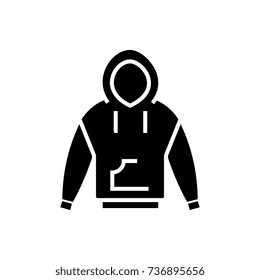 Hoodie icon, vector illustration, black sign on isolated background