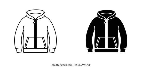 Hoodie icons in outline and fill. vector illustration for ui.