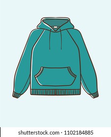 hoodie isolated on white, hand-drawn