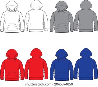 Hoodie Jacket Fashion Flat Templates Stock Vector (Royalty Free ...