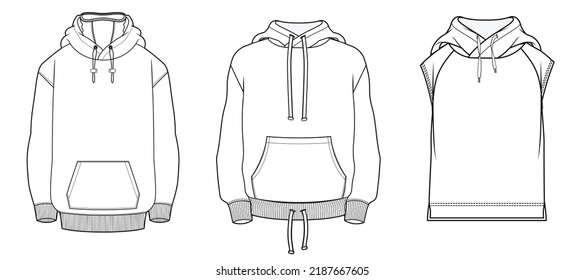 hoodie jacket flat sketch vector illustration