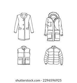 hoodie and jacket handrawn doodle illustrations vector set